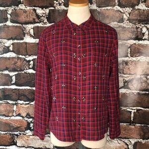 Halogen Shirt Plaid Flannel Shirt Studs Medium